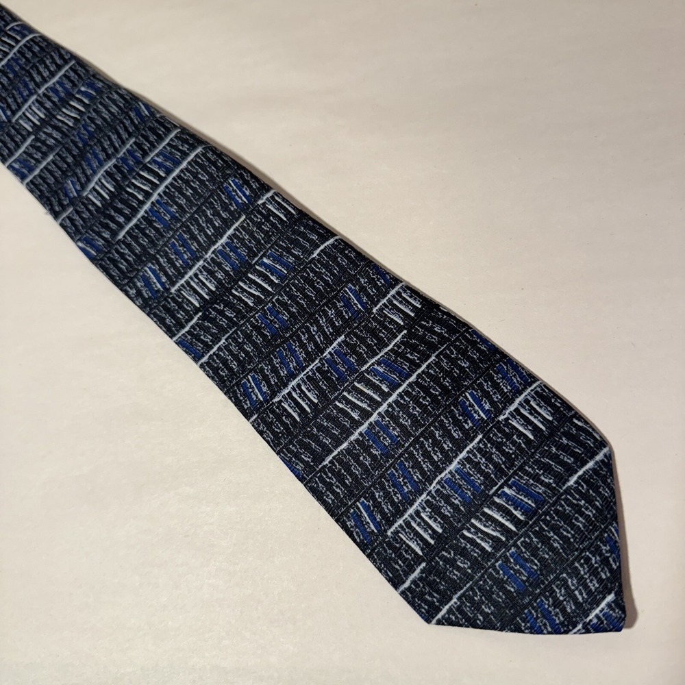 Vintage City Streets Tie Necktie Blue Geometric Artsy Polyester USA Crosby